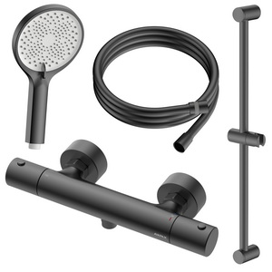 Zestaw prysznicowy natynkowy termostatyczny, gun metal