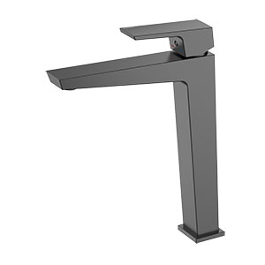 Bateria umywalkowa stojąca wysoka - nablatowa, gun metal