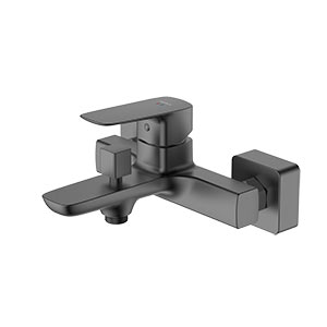 Bateria wannowa ścienna z przełącznikiem natrysku, gun metal